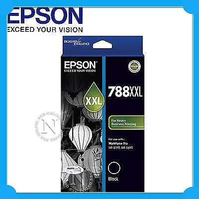 Epson 788XXL BLACK Extra High Yield Ink->Workforce WF-5190/WF-5690 T788192 4K • $89.95